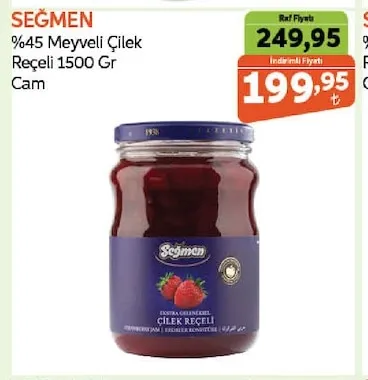 Seğmen %45 Meyveli Çilek Reçeli 1500 Gr
