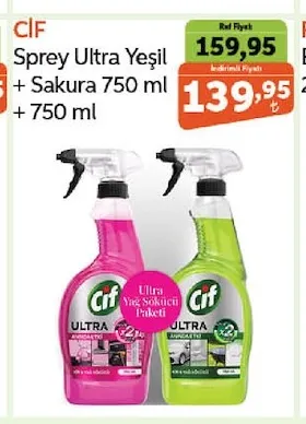 Cif Sprey Ultra Yeşil + Sakura 750 Ml + 750 Ml