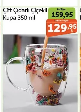 Çift Çidarlı Çiçekli Kupa 350 Ml