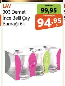 Lav 303 Demet İnce Belli Çay Bardağı 6'Lı