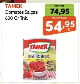 Tamek Domates Salçası 830 Gr Tnk.