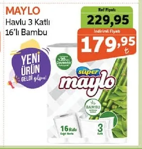 Maylo Havlu 3 Katlı 16'Lı Bambu