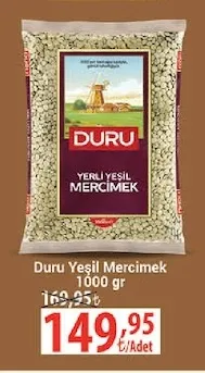 Duru Yeşil Mercimek 1000 Gr