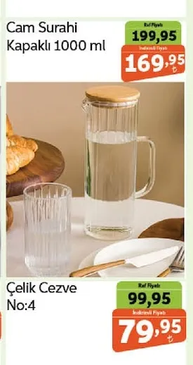 Cam Sürahi Kapaklı 1000 Ml