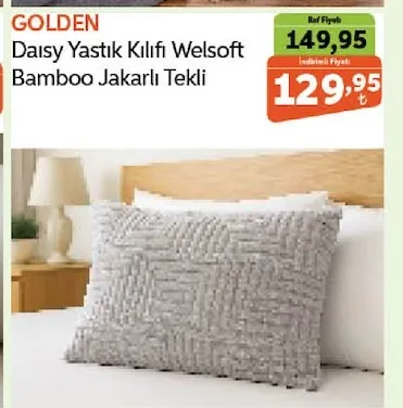 Golden Daisy Yastık Kılıfı Welsoft Bamboo Jakarlı Tekli