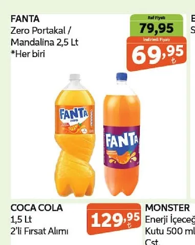 Fanta Zero Portakal/ Mandalina 2,5 Lt