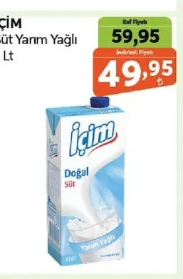 İçim Süt Yarım Yağlı 1 Lt