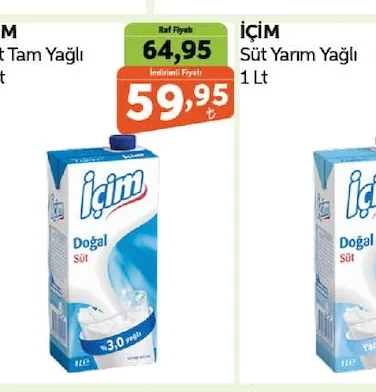 Içim Doğal Süt 1 Lt