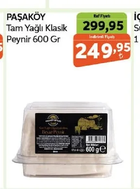 Paşaköy Tam Yağlı Klasik Peynir 600 Gr