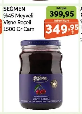 Seğmen %45 Meyveli Vişne Reçeli 1500 Gr Cam