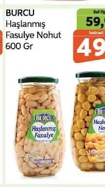 Burcu Haşlanmış Fasulye Nohut 600 Gr