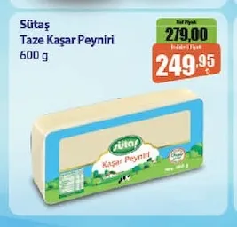 Sütaş Taze Kaşar Peyniri 600 G