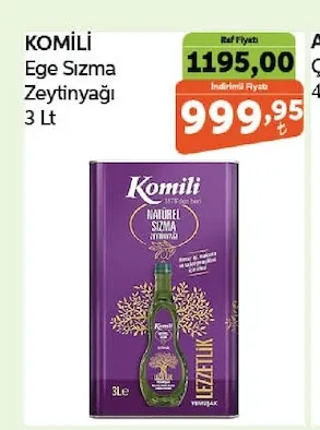 Komili Ege Sızma Zeytinyağı 3 Lt
