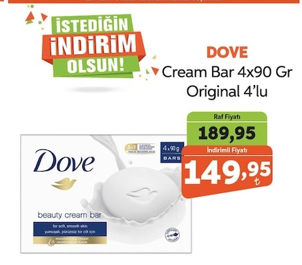 Dove Cream Bar 4X90 Gr Original 4'Lü