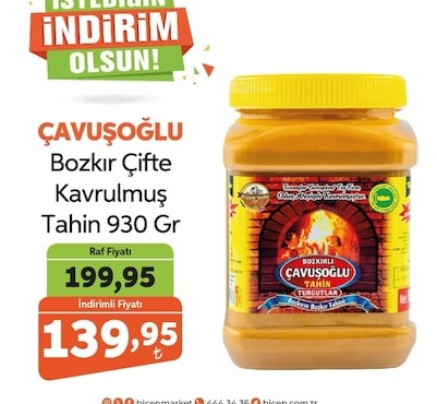 Çavuşoğlu Bozkır Çifte Kavrulmuş Tahin 930 Gr