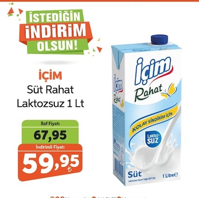 İçim Süt Rahat Laktozsuz 1 Lt