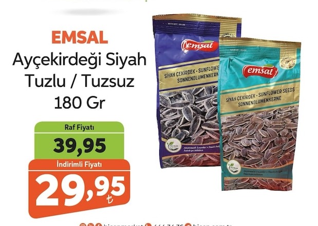 Emsal Ayçekirdeği Siyah Tuzlu/Tuzsuz 180 Gr
