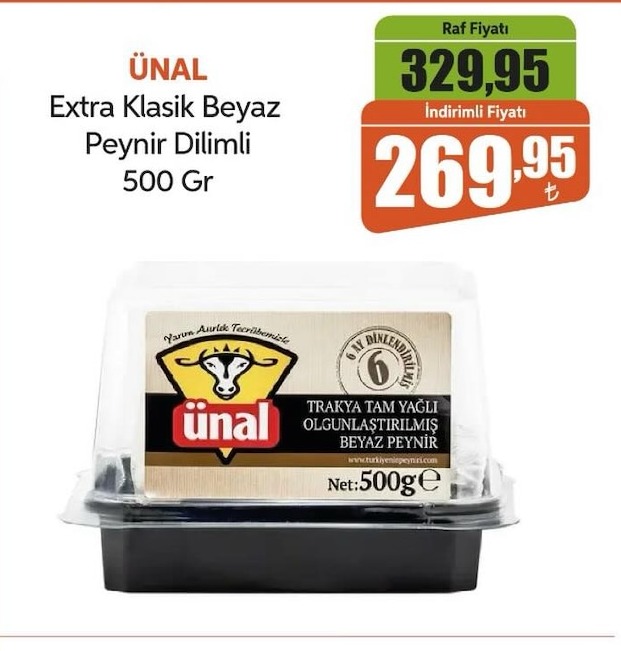 Ünal Extra Klasik Beyaz Peynir Dilimli 500 Gr