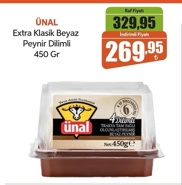 Ünal Extra Klasik Beyaz Peynir Dilimli 450 Gr