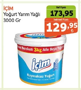 Içim Yoğurt Yarım Yağlı 3000 Gr
