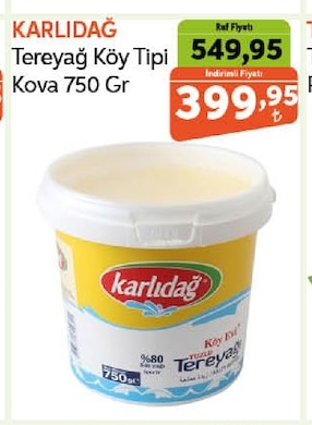 Karlıdağ Tereyağ Köy Tipi Kova 750 Gr