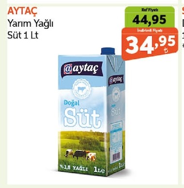 Aytaç Yarım Yağlı Süt 1 Lt
