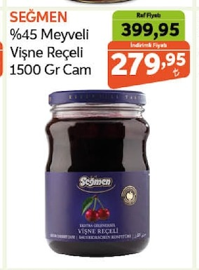Seğmen %45 Meyveli Vişne Reçeli 1500 Gr Cam