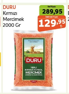 Duru Kırmızı Mercimek 2000 Gr