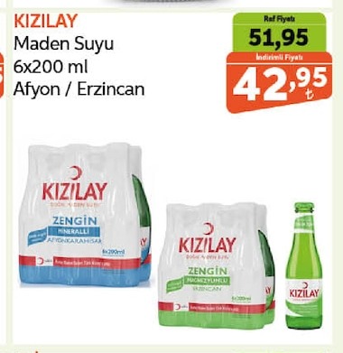Kızılay Maden Suyu 6X200 Ml Afyon / Erzincan