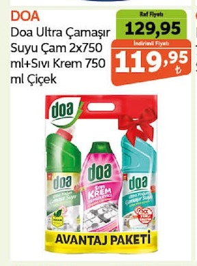 Doa Ultra Çamaşır Suyu Çam 2X750 Ml+Sıvı Krem 750 Ml Çiçek
