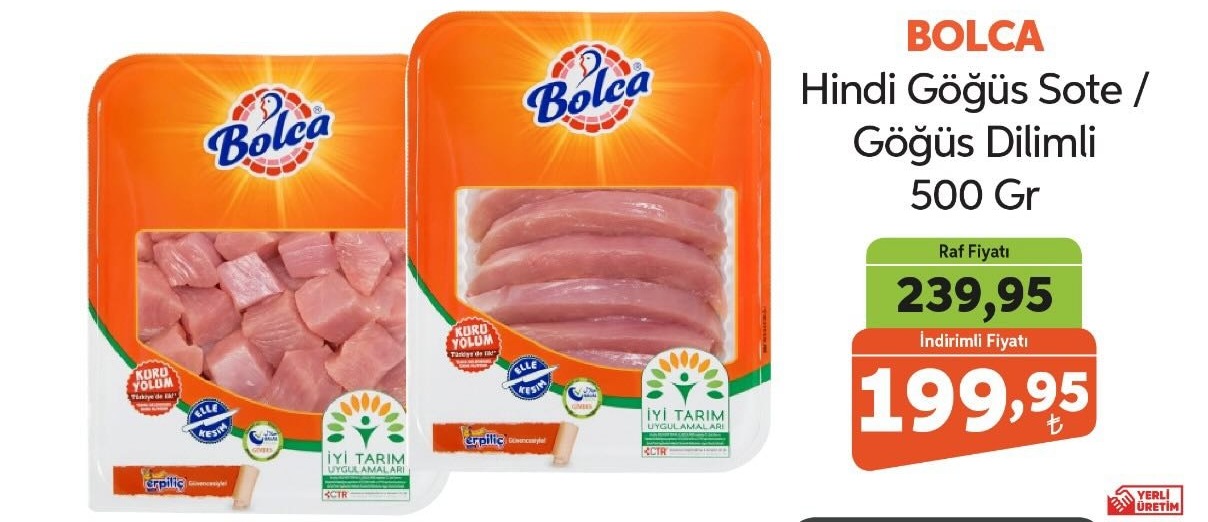 Bolca Hindi Göğüs Sote / Göğüs Dilimli 500 Gr