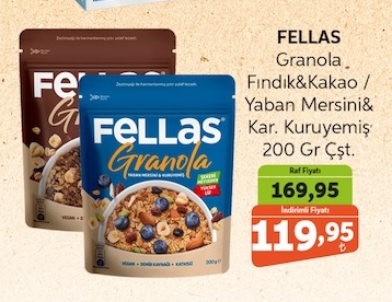 Fellas Granola Fındık&Kakao Yaban Mersini Kar. Kuruyemiş 200 Gr Çst