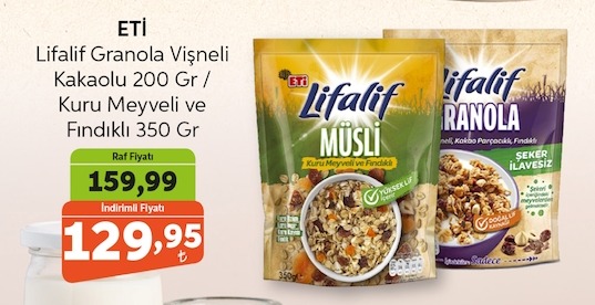 Eti Lifalif Granola Vi̇Şneli̇ Kakaolu 200 Gr / Kuru Meyveli̇ Ve Fi̇Ndi̇Kli̇ 350 Gr