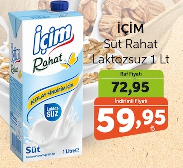 İçi̇M Süt Rahat Laktozsuz 1 Lt