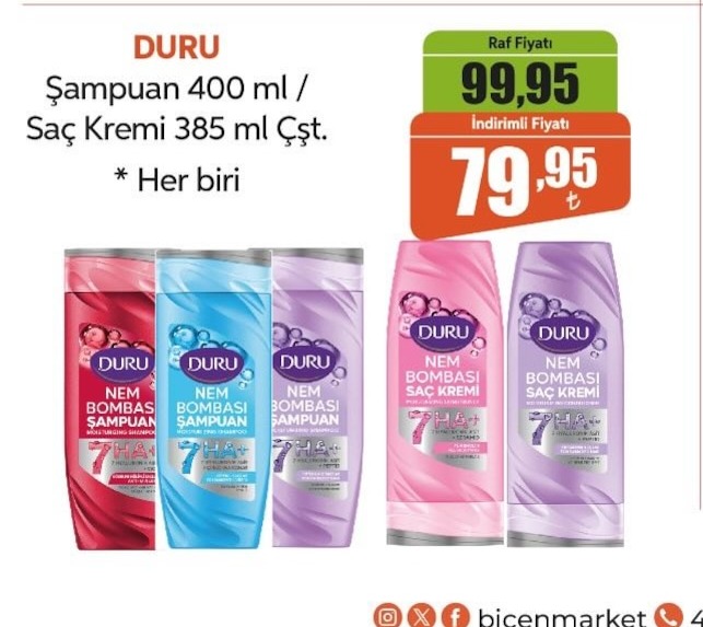 Duru Şampuan 400Ml / Saç Kremi 385Ml Çift