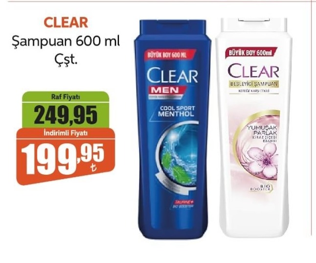Clear Şampuan 600 Ml Çiftli