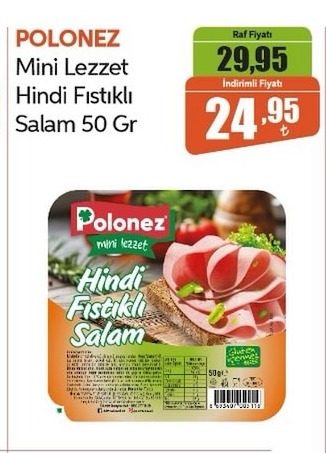 Polonez Mini Lezzet Hindi Fıstıklı Salam 50 Gr