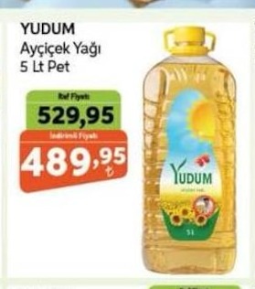 Yudum Ayçiçek Yağı 5 Lt Pet