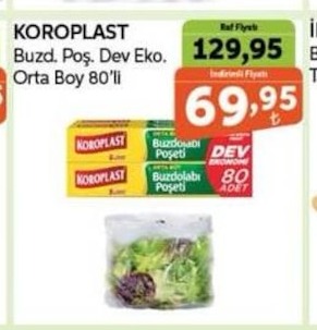 Koroplast Buzdolabı Poşeti Orta Boy 80'Li