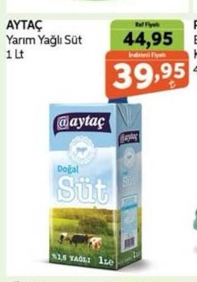 Aytaç Yarım Yağlı Süt 1 Lt