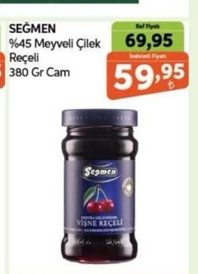 Segmen %45 Meyveli Çilek Reçeli 380 Gr Cam