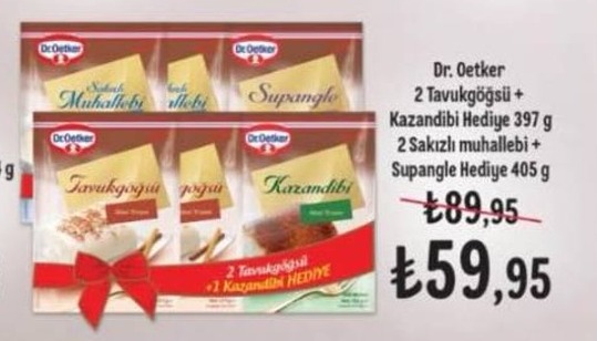 Dr. Oetker 2 Tavukgöğsü + Kazandibi Hediye 397G 2 Sakızlı Muhallebi + Supangle Hediye 405G