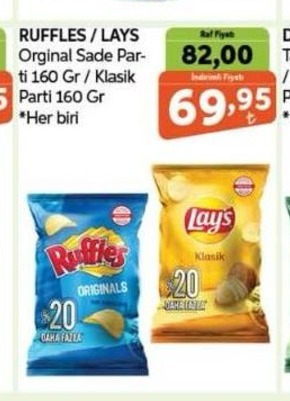 Ruffles / Lays Orginal Sade Parti 160 Gr / Klasik Parti 160 Gr