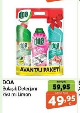 Doa Ultra Çamaşır Suyu Çam 2X750 Ml+Sıvı Krem