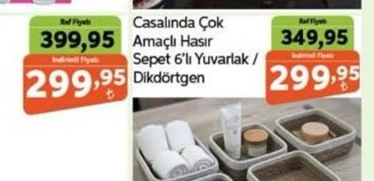 Casalinda Çok Amaçli Hasir Sepet 6'Li Yuvarlak / Dikdörtgen