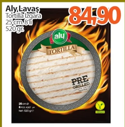 Aly Lavaş Tortilla Izgara 25 Cm. 8'Li 520 Gr.