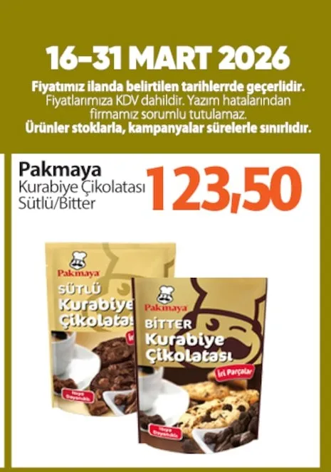 Pakmaya Kurabiye Çikolatası Sütlü/Bitter