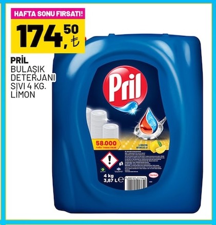 Pril Bulaşık Deterjanı Sıvı 4 Kg. Limon