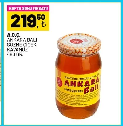 A.Ö.Ç. Ankara Balı Süzme Çiçek Kavanoz 480 Gr.