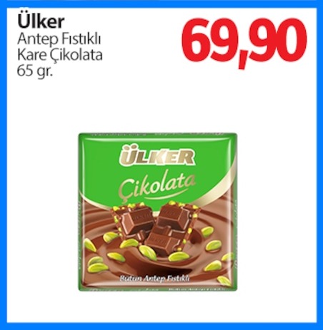 Ülker Antep Fıstıklı Kare Çikolata 65 Gr